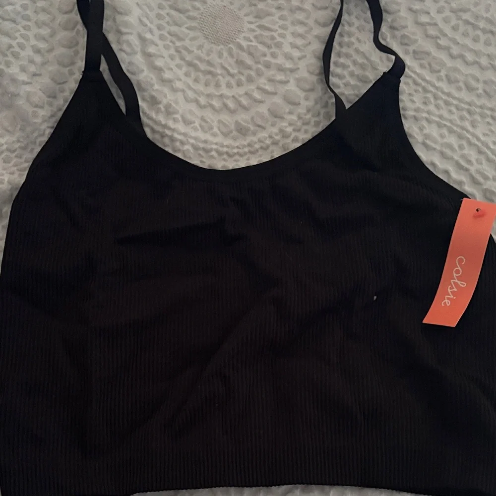 Black Ribbed Tank bra - Picture 1 of 5